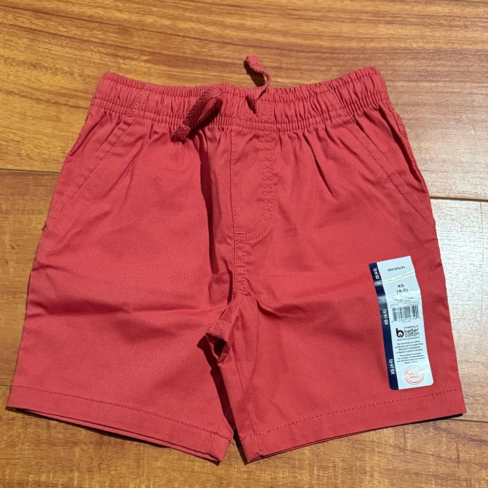 Boys' Red/Coral Shorts with elastic waist